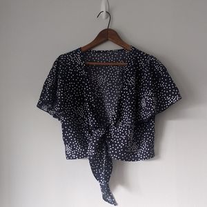 Lightweight Tie Knot Cropped Top Polka Dot American Eagle Size S